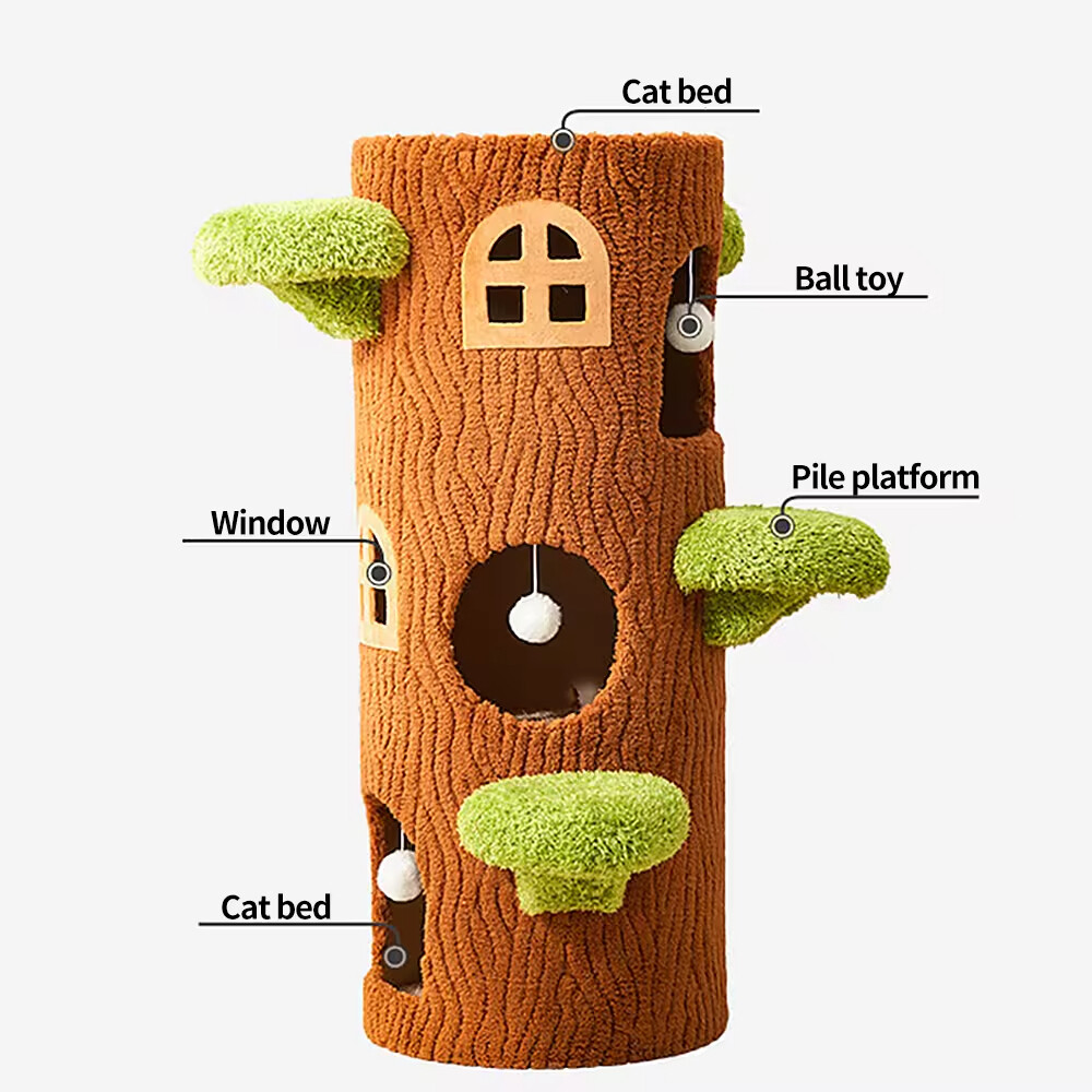 Cat House With Scratcher Mat