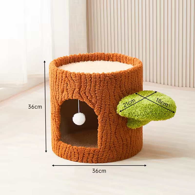 Cat House With Scratcher Mat