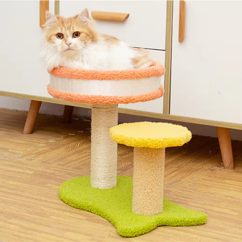 Sisal Flower Cat Scratcher With Rattan Mat