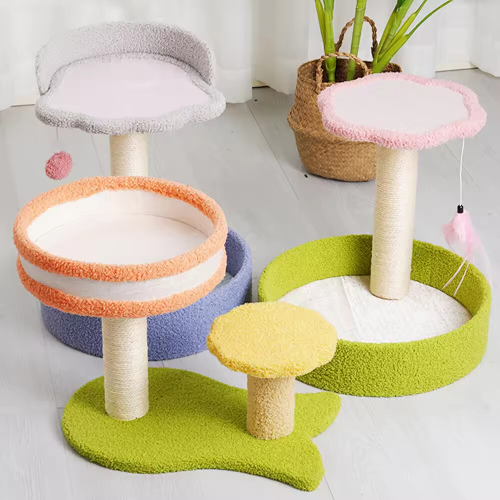 Sisal Flower Cat Scratcher With Rattan Mat