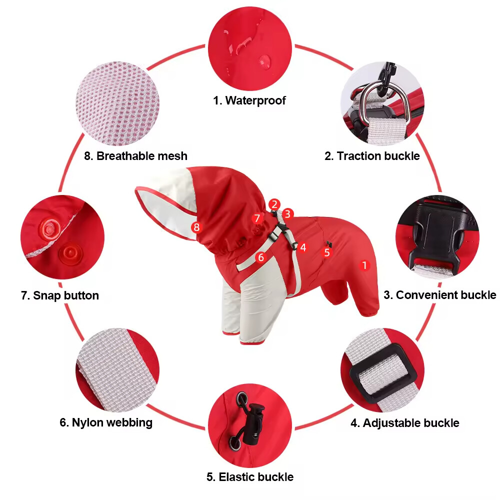 High Quality Outdoor Four-legged Dog Raincoat