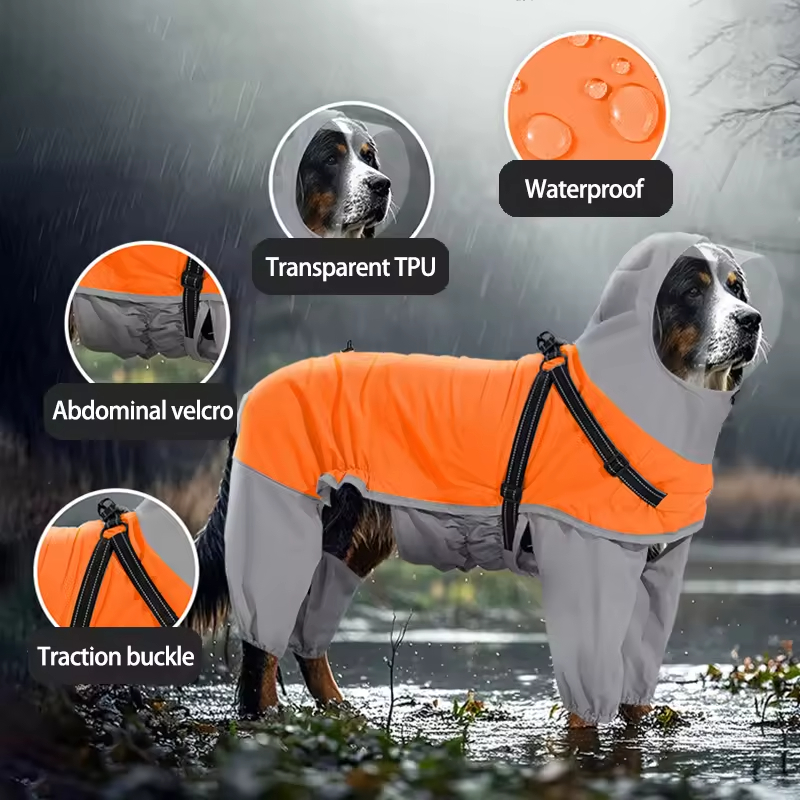 Dog Raincoat With Transparent Mask 