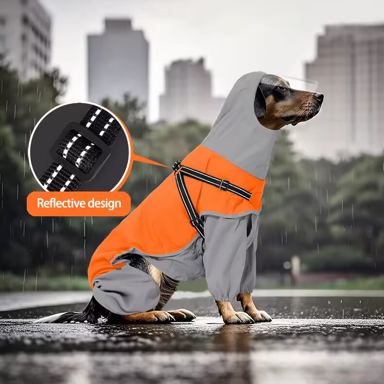 Dog Raincoat With Transparent Mask 