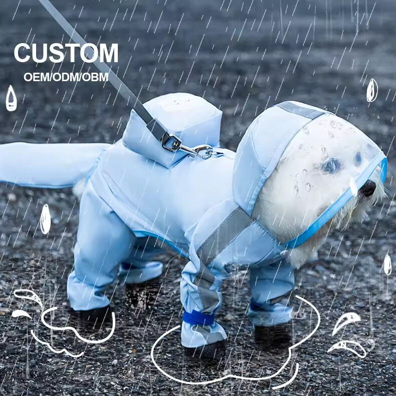 Hooded Reflective Four-legged Dog Raincoat