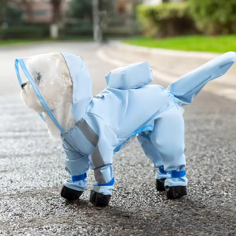 Hooded Reflective Four-legged Dog Raincoat