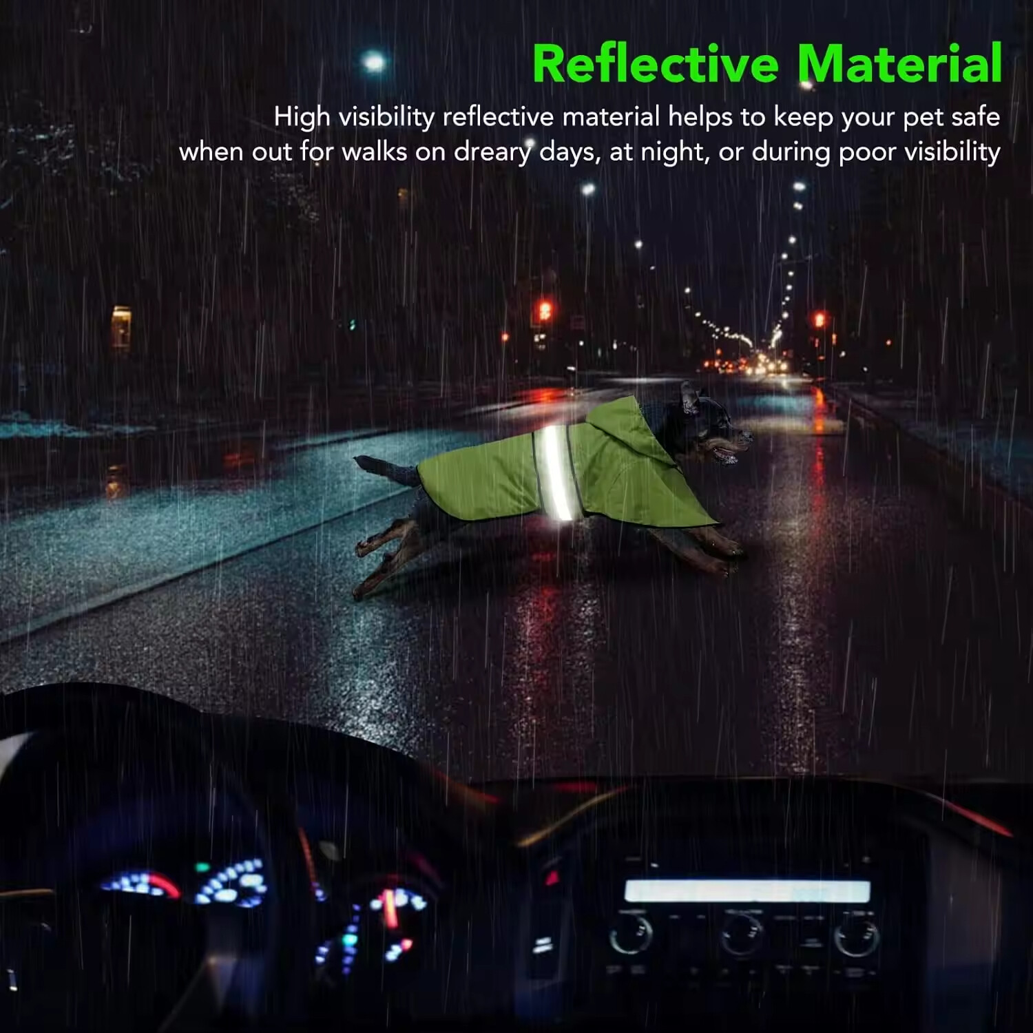 Reflective Pet Poncho Windproof Dog Rain Jacket 