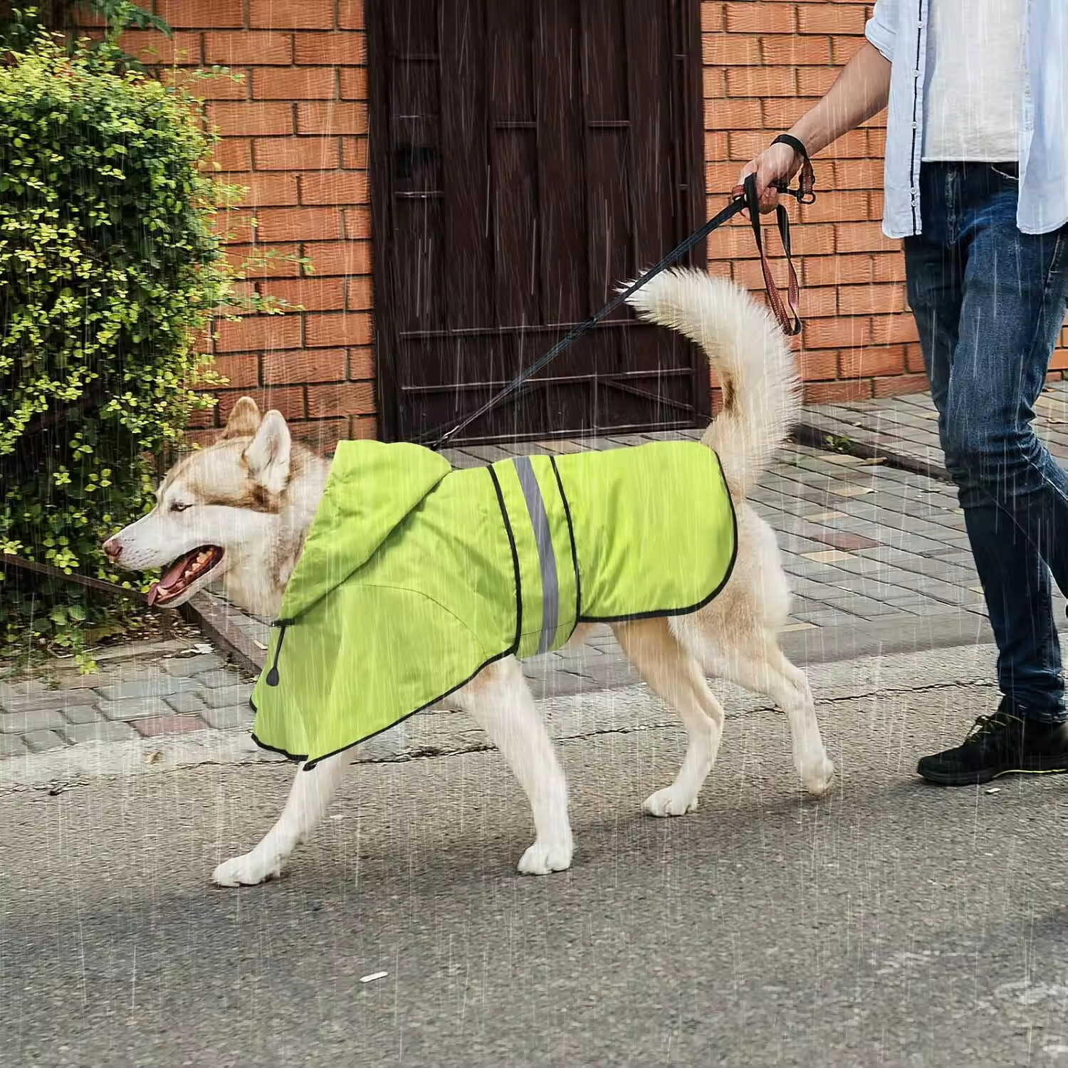 Reflective Pet Poncho Windproof Dog Rain Jacket 