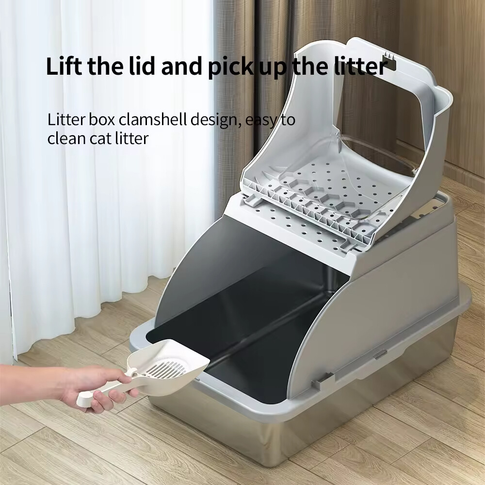 Stainless Steel Cat Litter Box with Lid