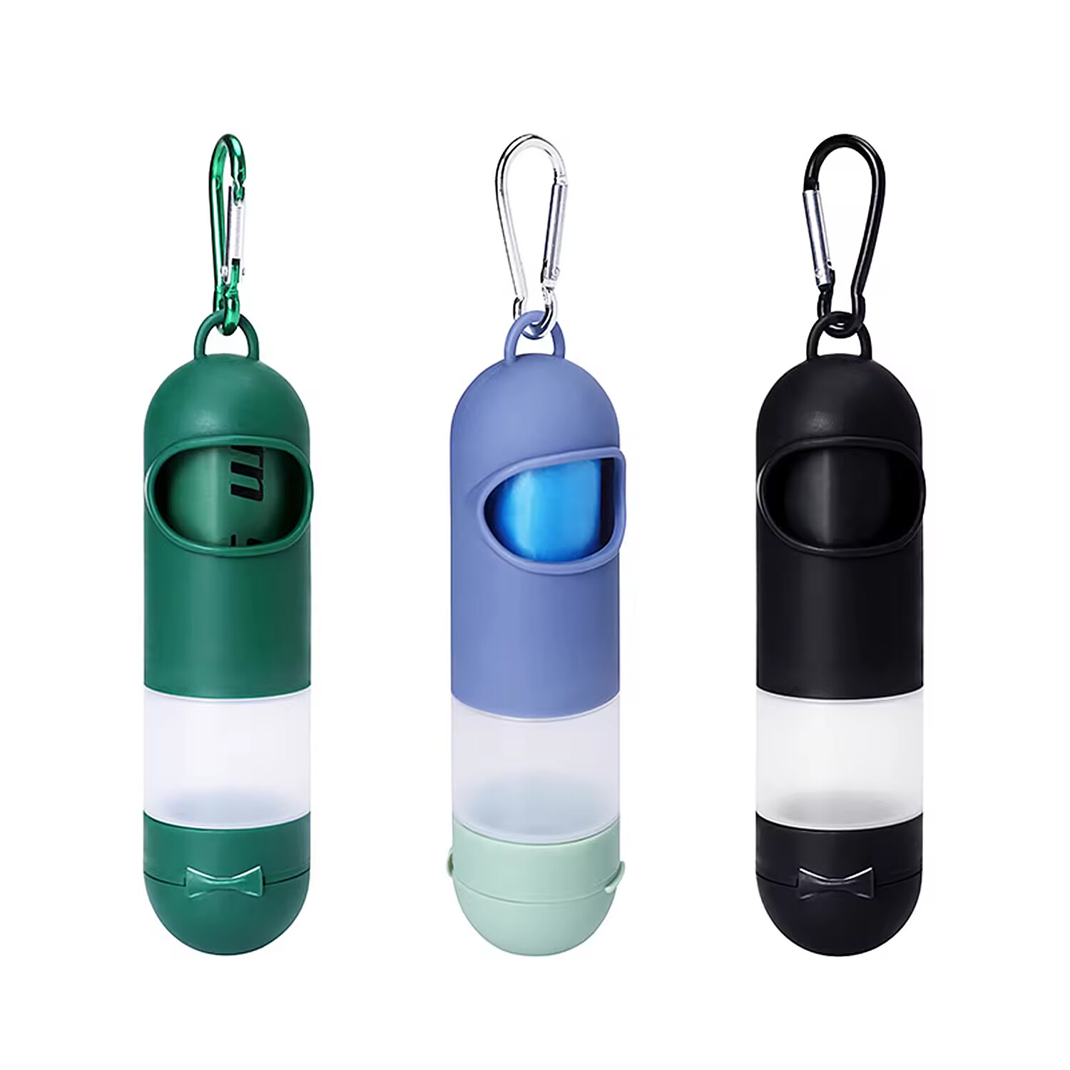 Functional Black Blue Green Dog Poop Bag with Dispenser 2 in 1