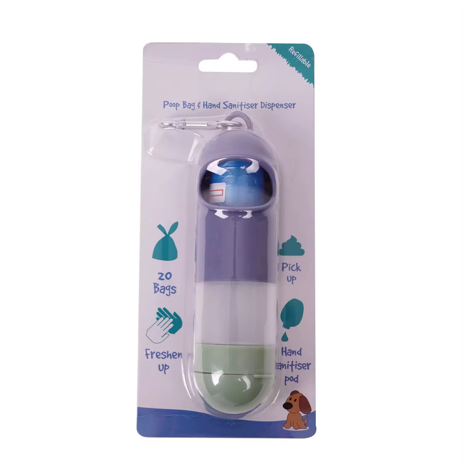 Functional Black Blue Green Dog Poop Bag with Dispenser 2 in 1