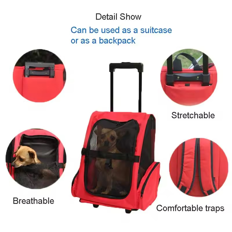 Breathable Pet Dog Carrier Travel Bag With Wheels