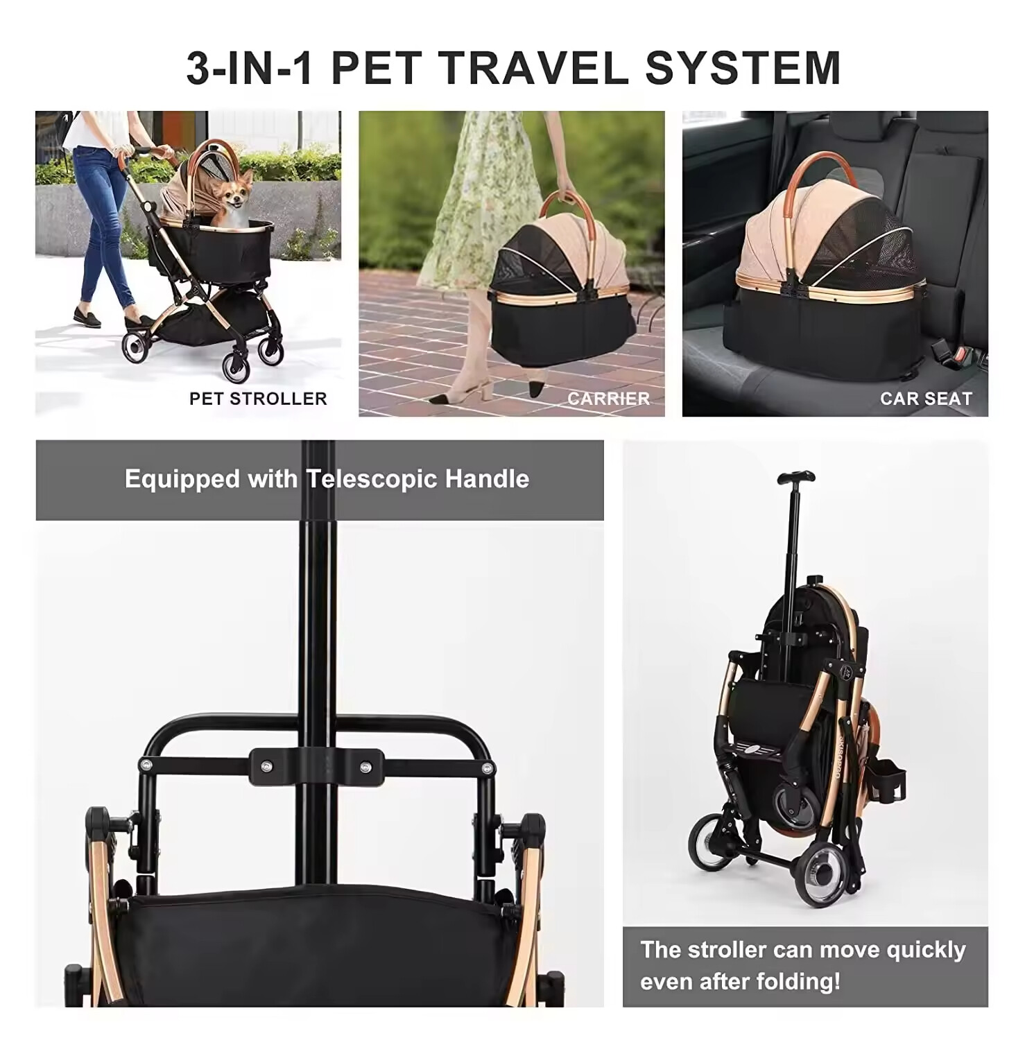 Waterproof Collapsible Pet Stroller