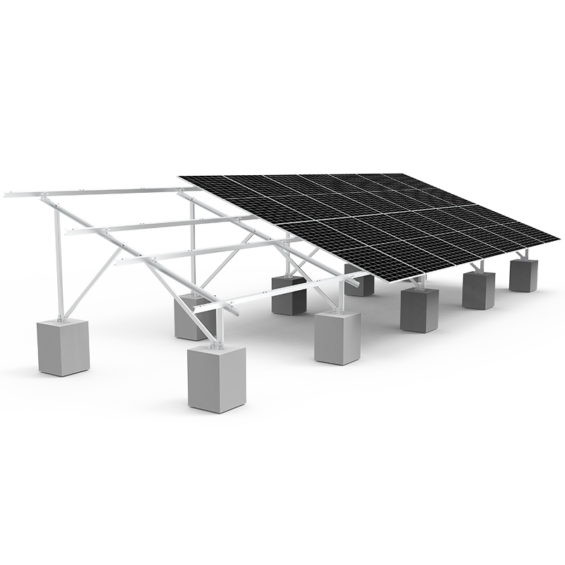 TonKor Ground Mount Carbon Steel Dual Pile Concrete Foundation