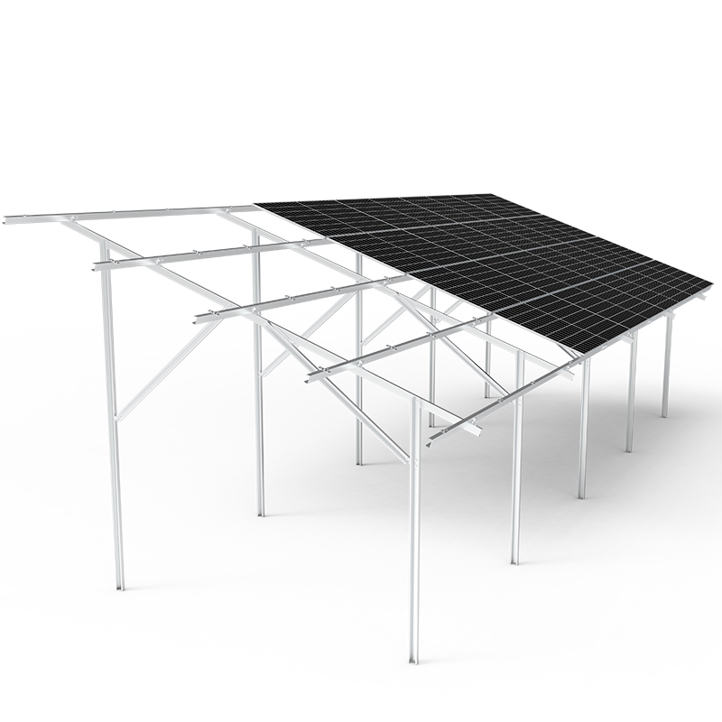 TonKor Steel Dual Post Pile Driven Ground Mount