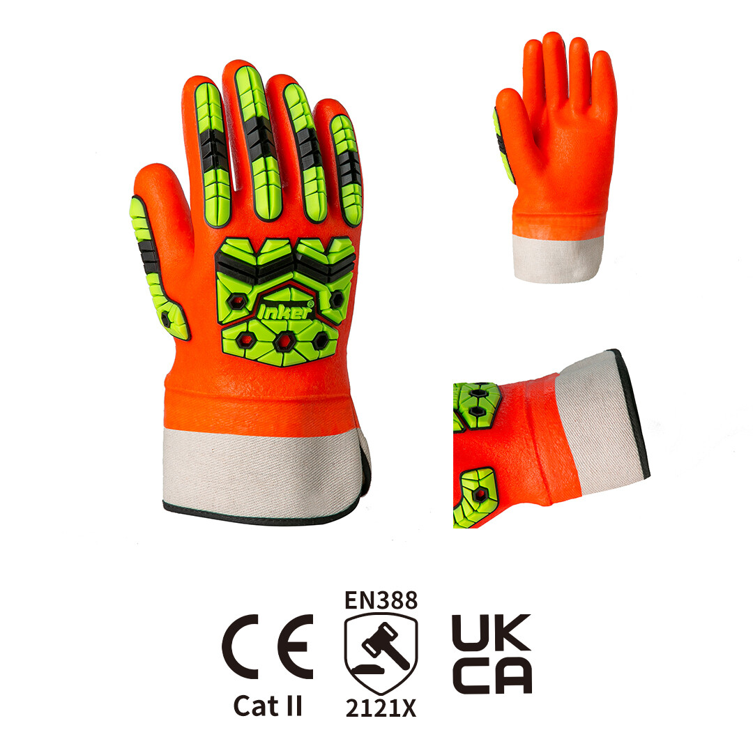 Safety cuffs, anti-cutting, grade 5 chemical-proof, anti-impact PVC gloves