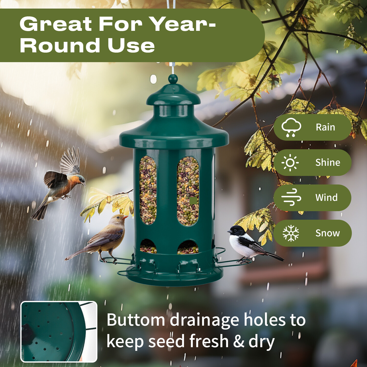 b Tienda Lantern comedero para pájaros - verde oscuro