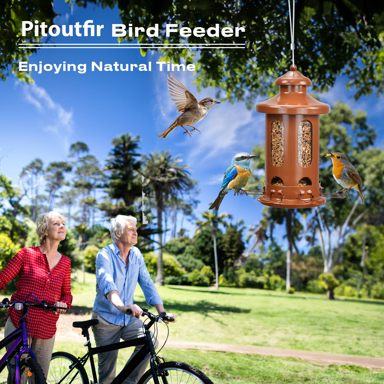 Pitoutfir linterna comedero para pájaros un color cobre rojo