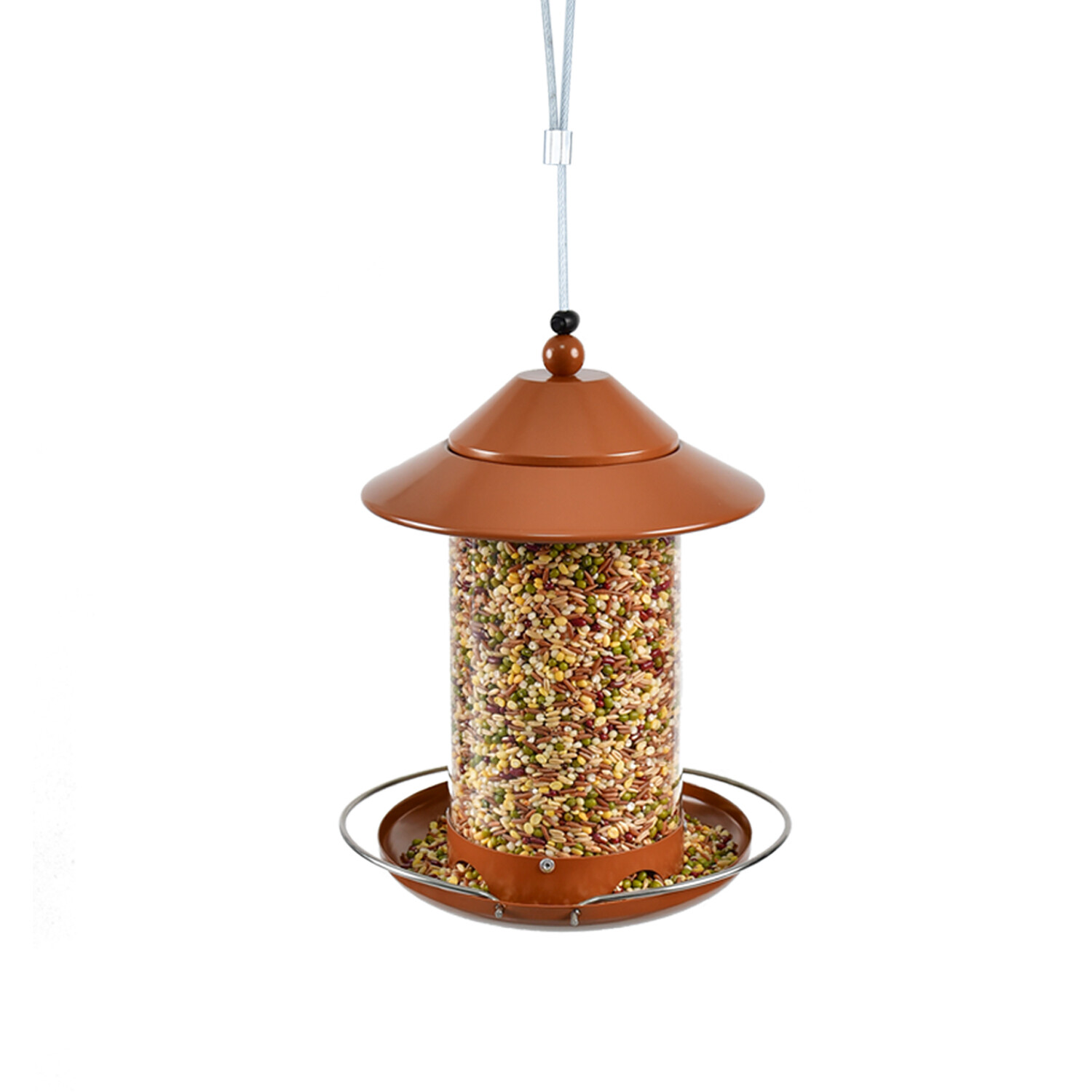 z Tienda tubo redondo PC comedero para pájaros - cobre rojo