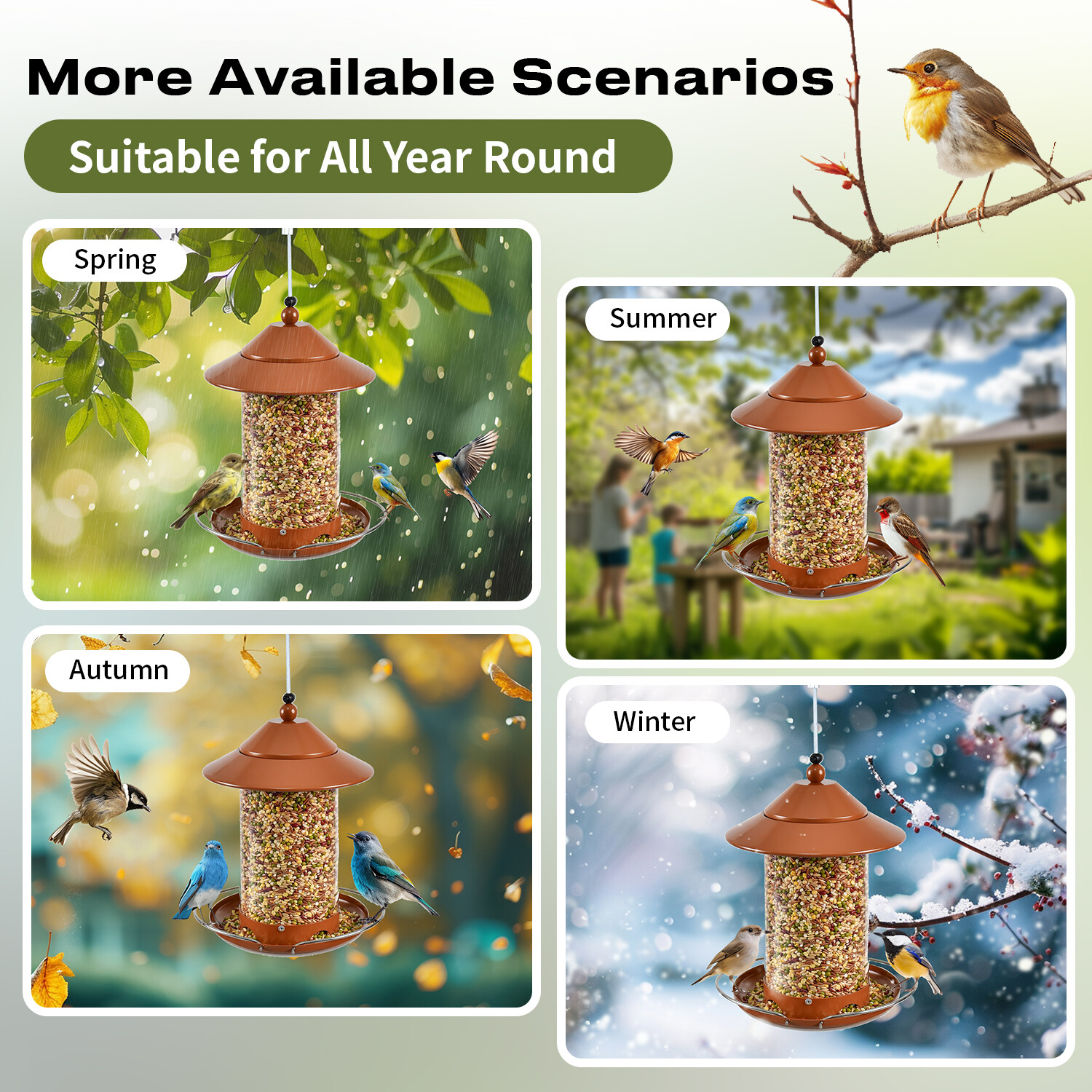 z Tienda tubo redondo PC comedero para pájaros - cobre rojo