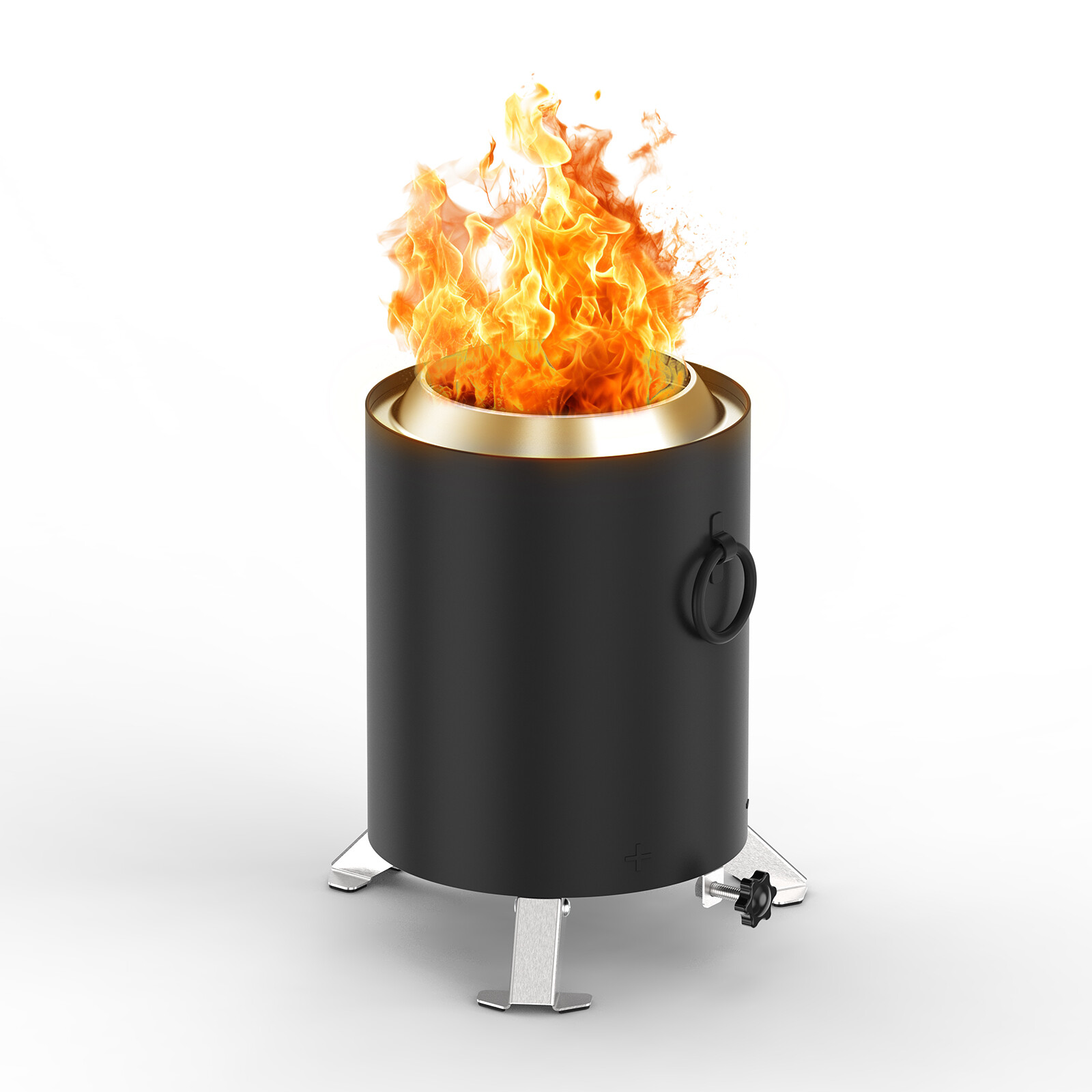 Kleiner Ofen aus rostfreiem Stahl mit schwarzer Einbrennfarbe