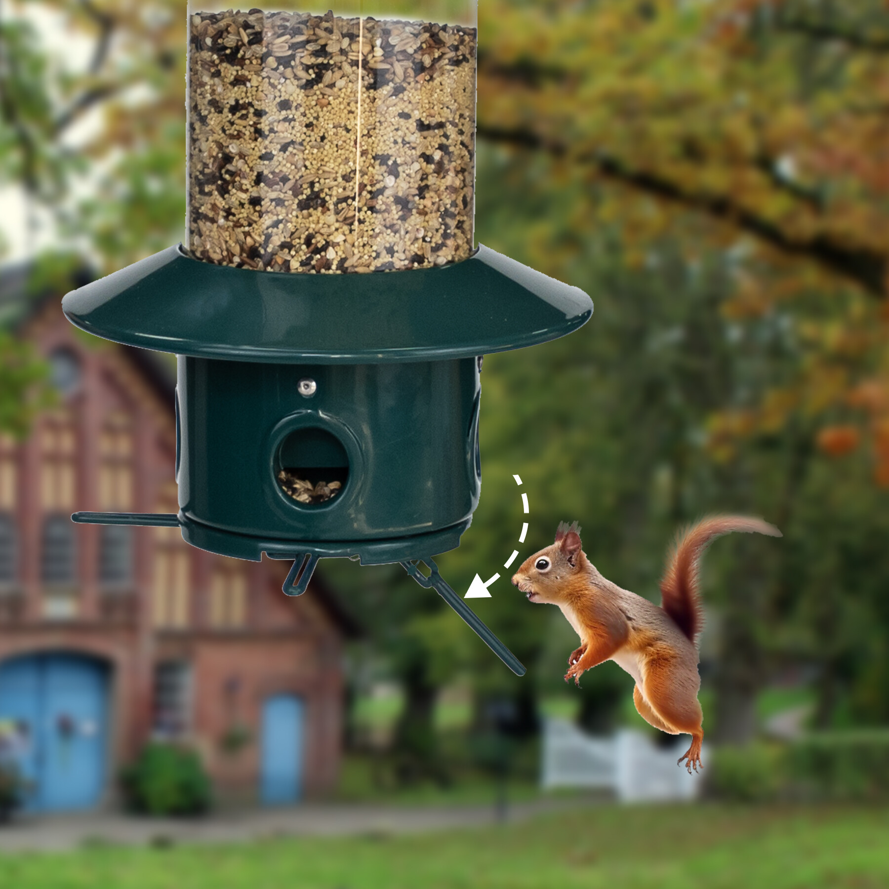 mangiatoia per uccelli verde scuro in tubo pc