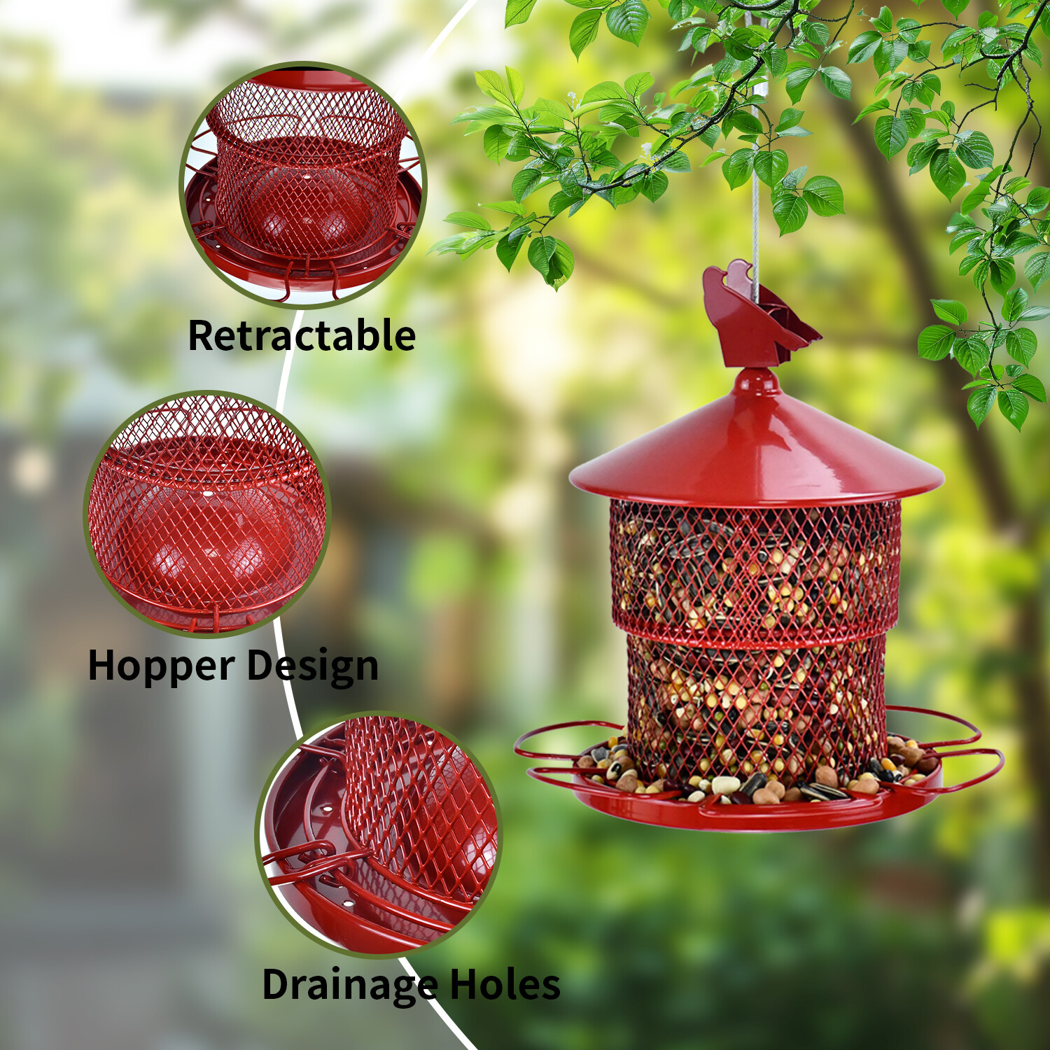 Grande mangiatoia rossa per uccelli