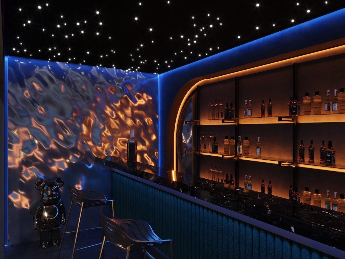 Cool bar counter design of container bar