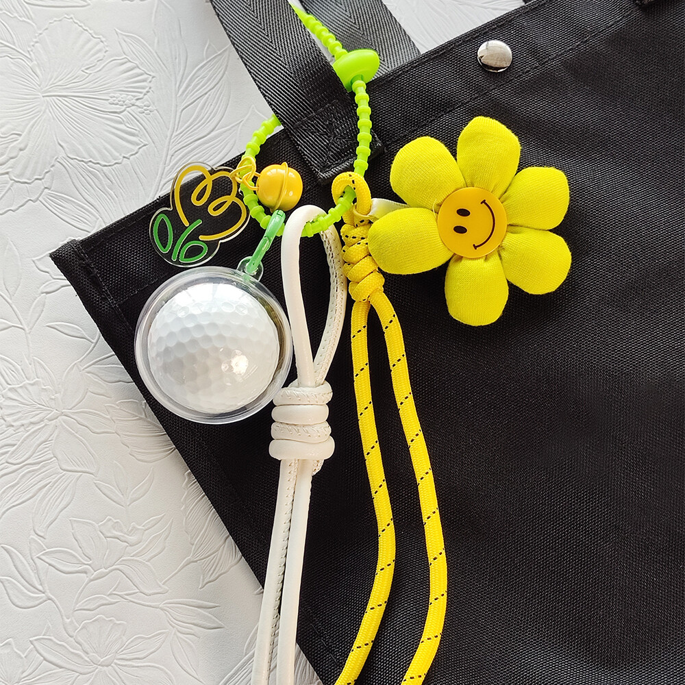 Encanto de golf, encanto de bolso tejido a mano serie Miu, pequeño adorno, llavero de girasol bonito para mujeres