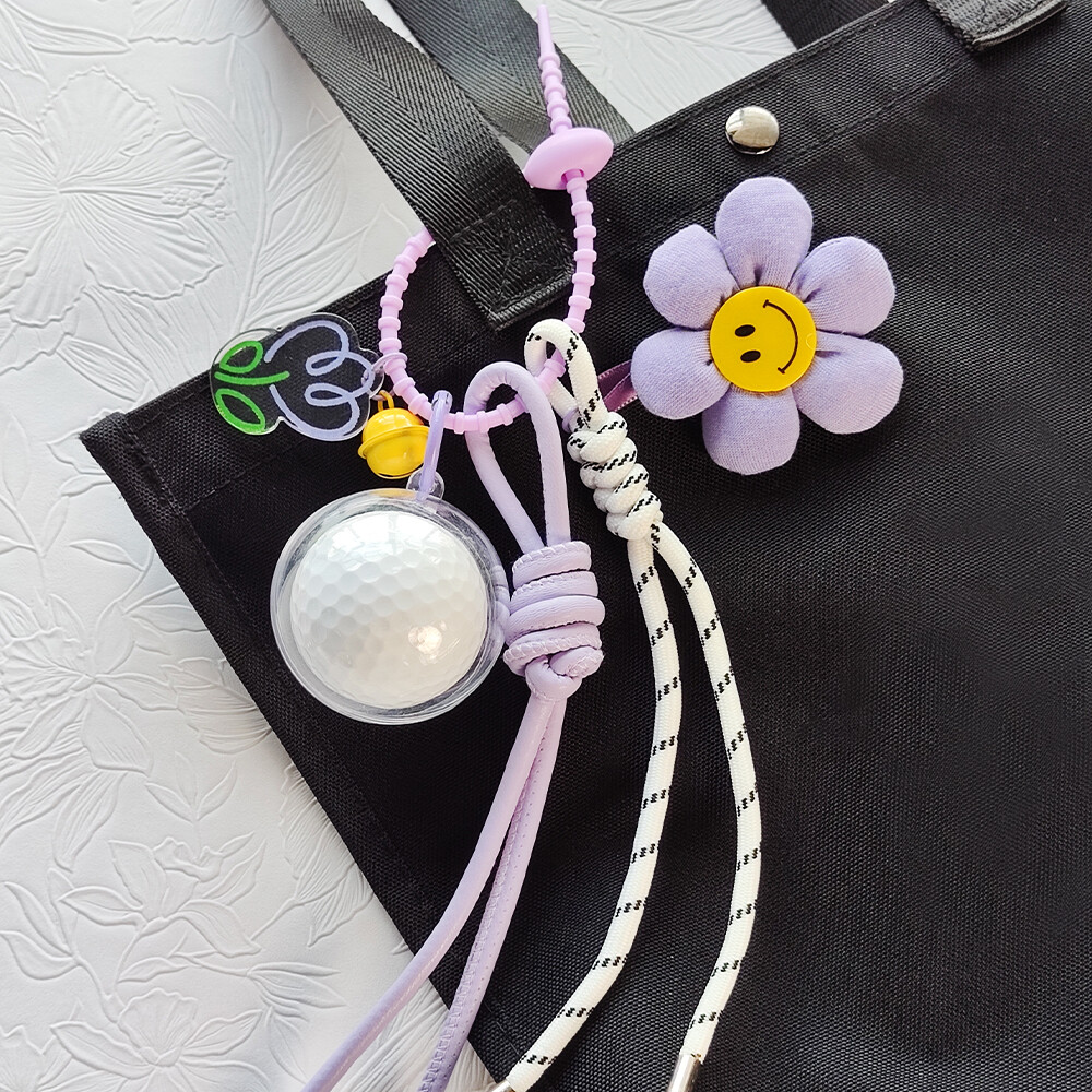 Encanto de golf, encanto de bolso tejido a mano serie Miu, pequeño adorno, llavero de girasol bonito para mujeres