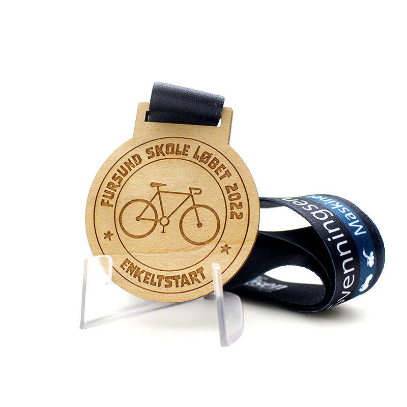 Grabado personalizado de logotipo en medalla de madera sostenible para bicicleta, premio deportivo en blanco para carreras de bicicletas, medalla de madera