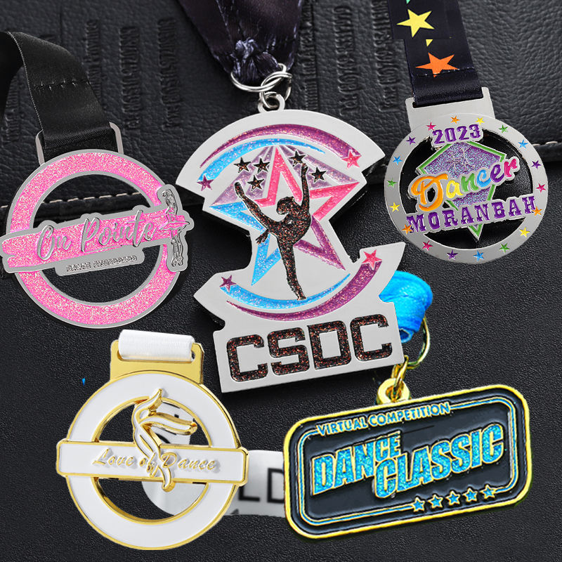Medallas de competición OEM, logotipos personalizados, medallas de baile de metal, efecto brillante de esmalte, patinaje artístico, gimnasia latina, medallas de carnaval
