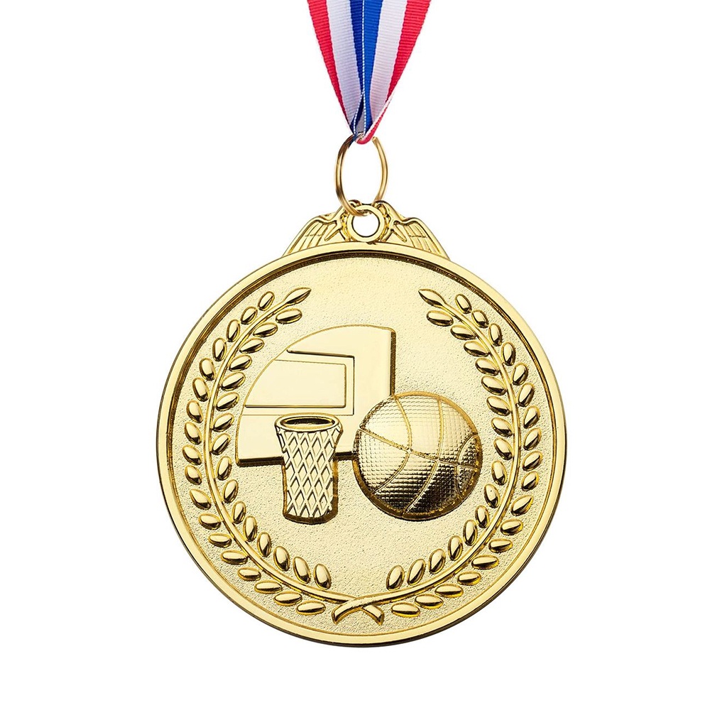 Medallas de oro, plata y bronce con forma de aro de baloncesto; medallas de honor tridimensionales caladas para torneos de baloncesto.
