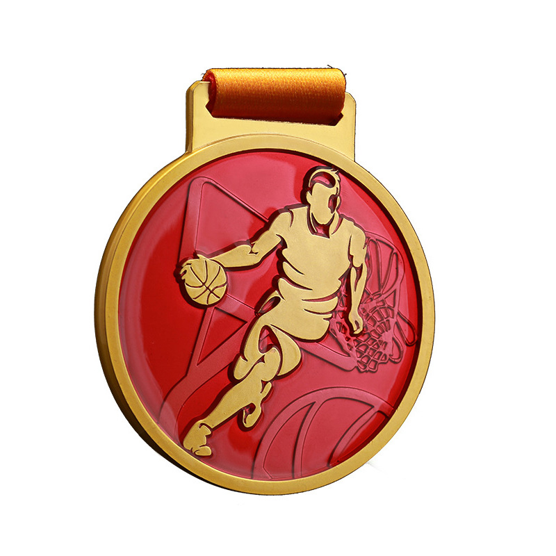 Medalla de liga de baloncesto - Placa conmemorativa de finalización de carrera con diseño de relámpago genial