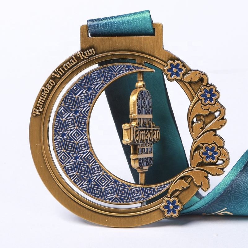 Medalla de carrera temática: medalla giratoria con forma de engranaje de la serie Lago Toba