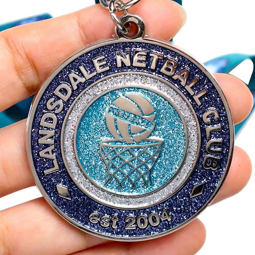 Regalos para niños y adultos Artesanías metálicas Medallas deportivas personalizadas de aleación de zinc para béisbol voleibol baloncesto fútbol soccer con cintas