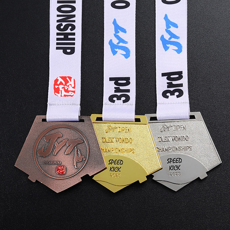 Medalla de participación de Bjj de Suecia al por mayor Precio de fábrica Medallas personalizadas deportivas de metal dorado plateado cobre Medalla en relieve con cinta