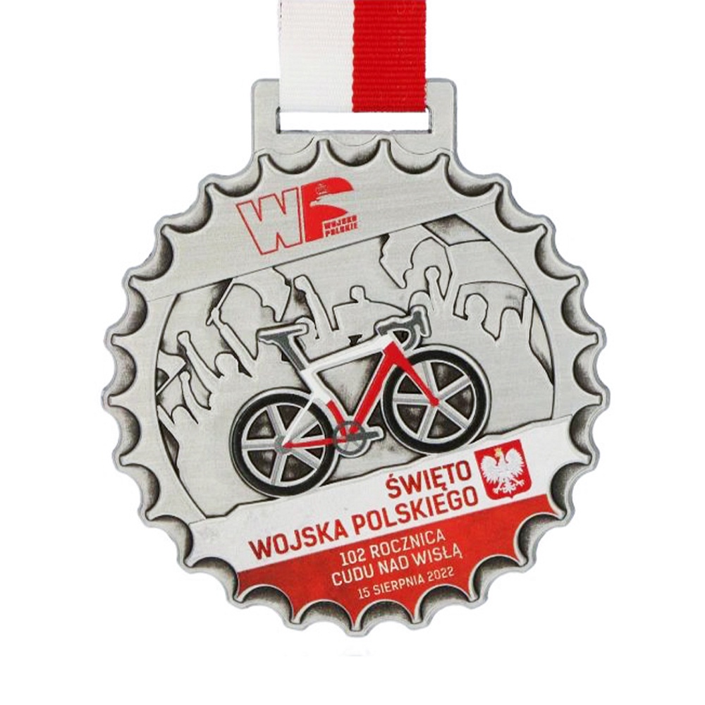 Medalla de triatlón, insignia conmemorativa de natación, ciclismo y carrera en plata antigua