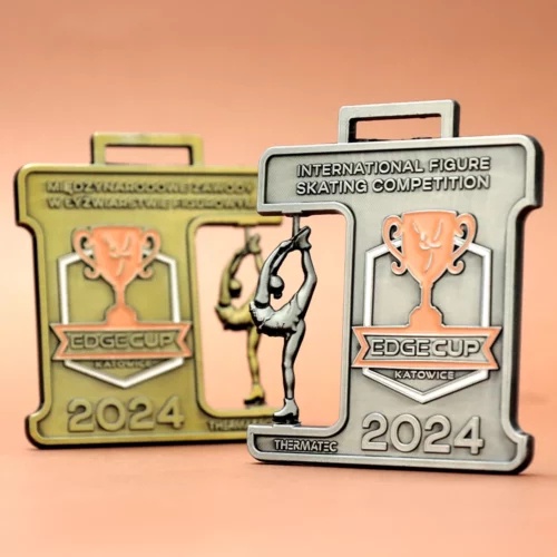 Medallas de competición de gimnasia rítmica: insignias conmemorativas 3D caladas de tres colores en oro, plata y bronce