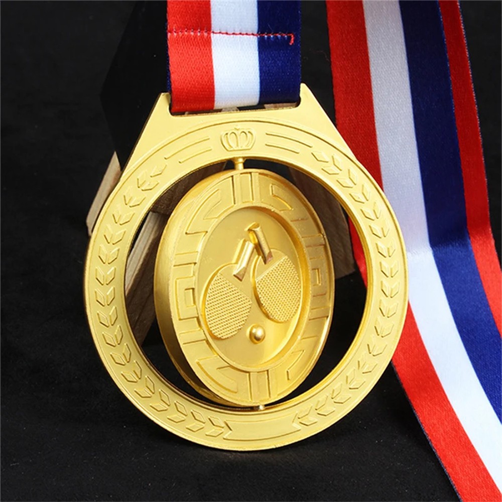 Medallas de competición personalizadas, placa metálica redonda, hueca y giratoria con núcleo interior.