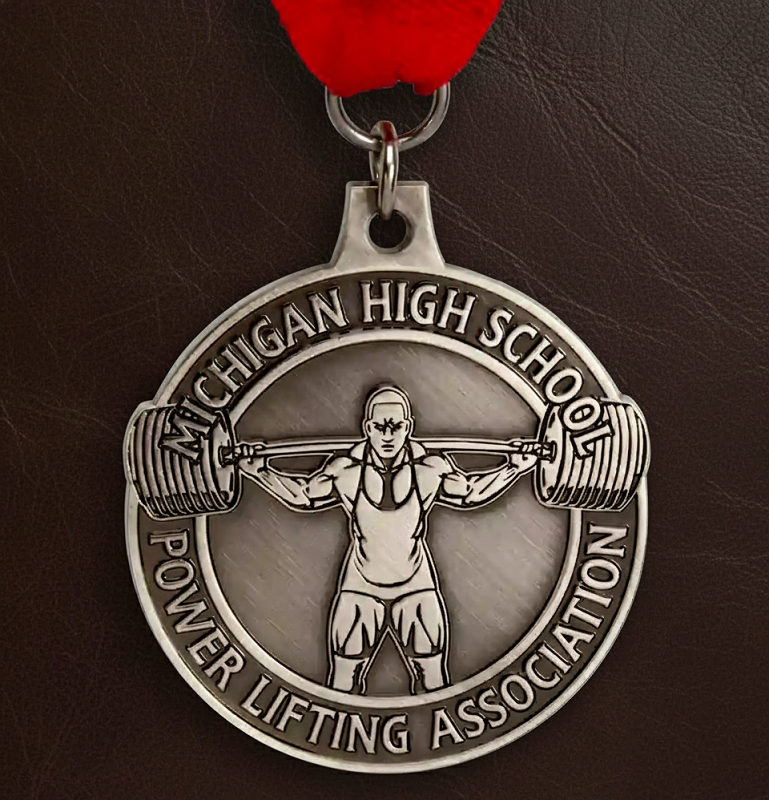 Medalla personalizada de la Asociación de Powerlifting: redonda, insignia de honor de metal antiguo para levantador de pesas