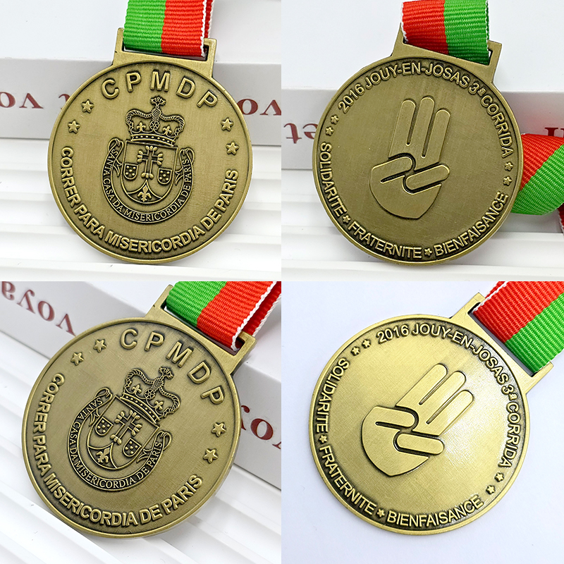 Antike Bronzerelief-Wohltätigkeitsveranstaltungsmedaille Pariser Wohltätigkeitslauf-Gedenkmedaille Metalltextur-Ehrenmedaille