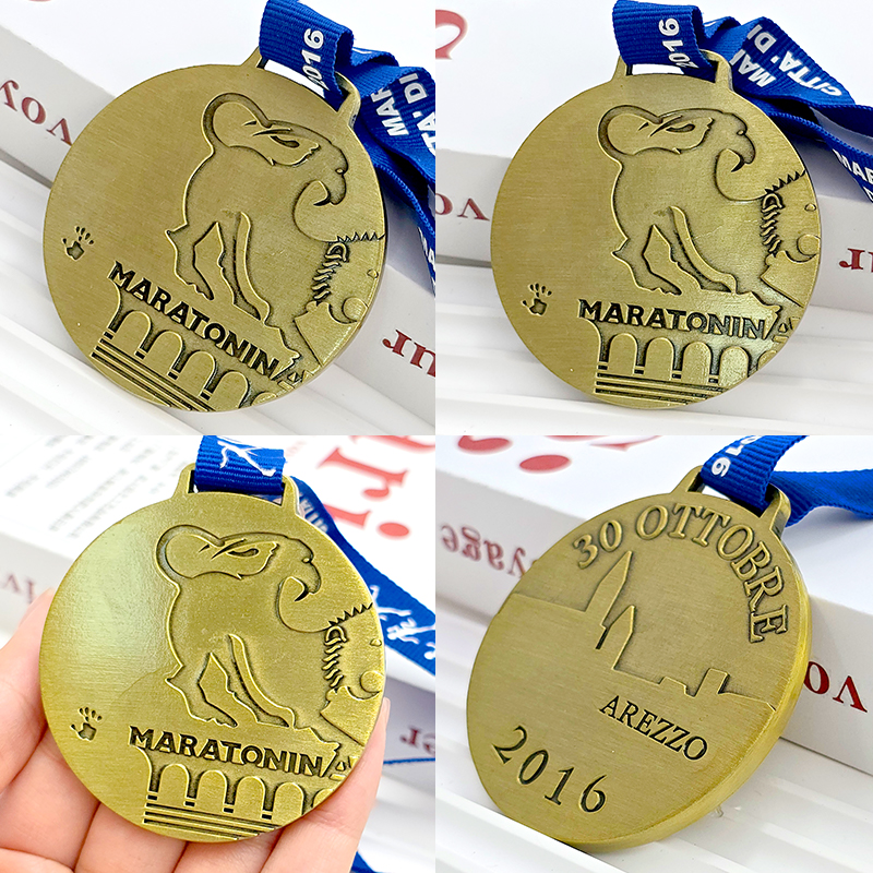 Marathon Retro Kupfer geprägt Gedenkmedaille, Antike Bronze Textur, dreidimensionale Rennen Sammlermedaille