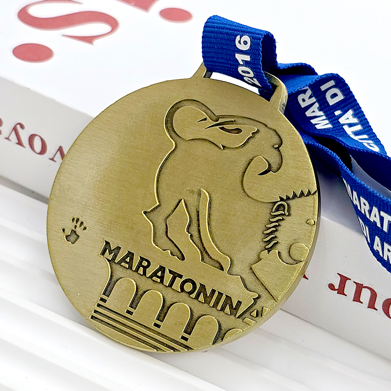 Marathon Retro Kupfer geprägt Gedenkmedaille, Antike Bronze Textur, dreidimensionale Rennen Sammlermedaille