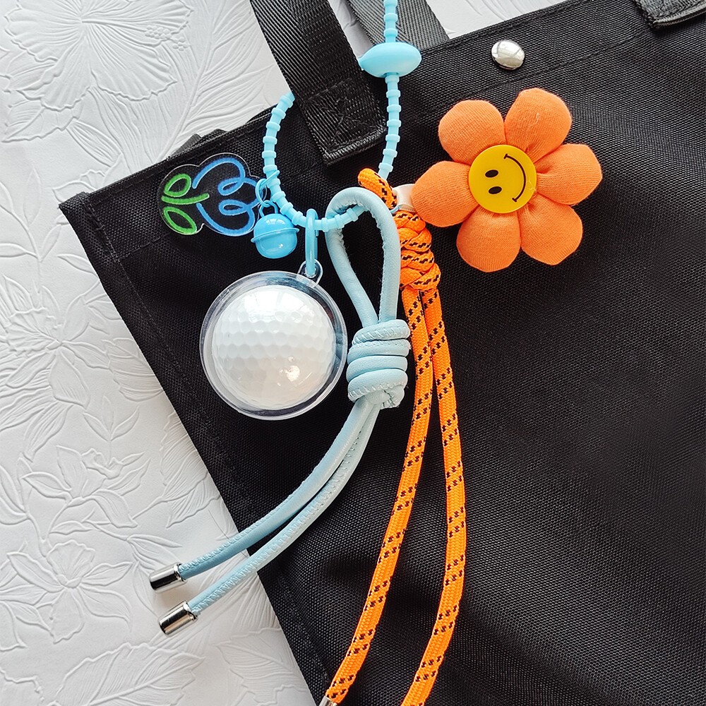 Golf-Anhänger, Miu-Serie handgewebter Taschenanhänger, kleines Zierobjekt, niedlicher Sonnenblumen-Schlüsselanhänger für Damen