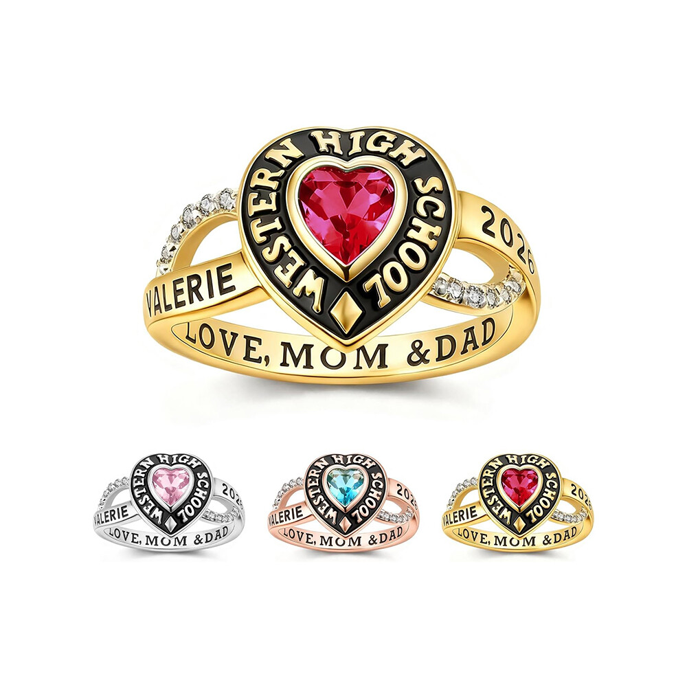 Abschlussringe, Geschenke für Schüler und Paare, Gedenkringe, schulbezogener kreativer Gravurschmuck, individuell angefertigte Geschäftsartikel.