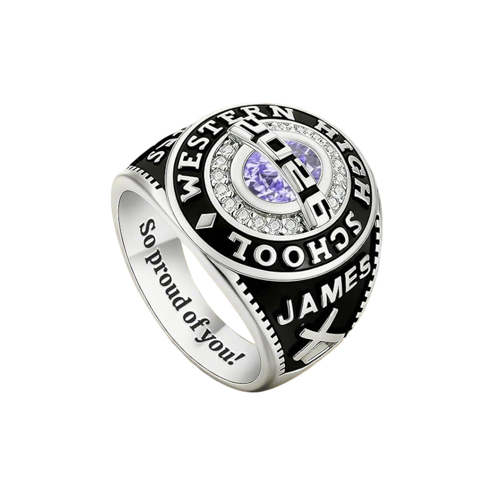 Abschlussringe, Geschenke für Schüler und Paare, Gedenkringe, schulbezogener kreativer Gravurschmuck, individuell angefertigte Geschäftsartikel.