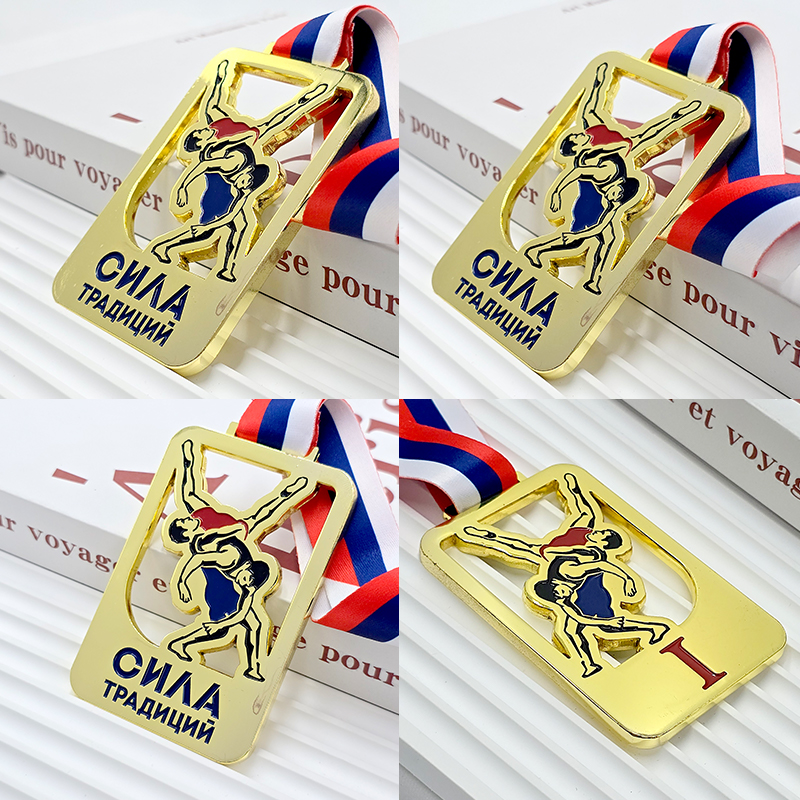 Gold Metal Wrestling/Judo Wettkampf Gedenk-3D-Athleten-Präsentationsrelief der Meisterschaftskämpfe - Sammlerstück