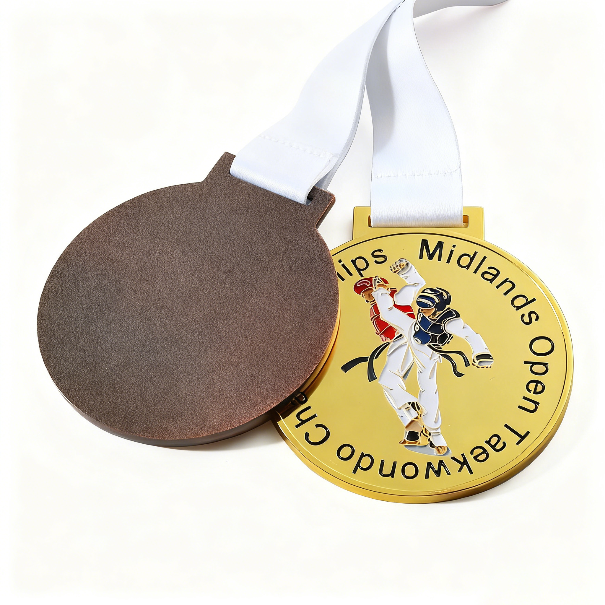 Gold Bronze Taekwondo Medaille Band Metall weiches Email Taekwondo Sportmedaille