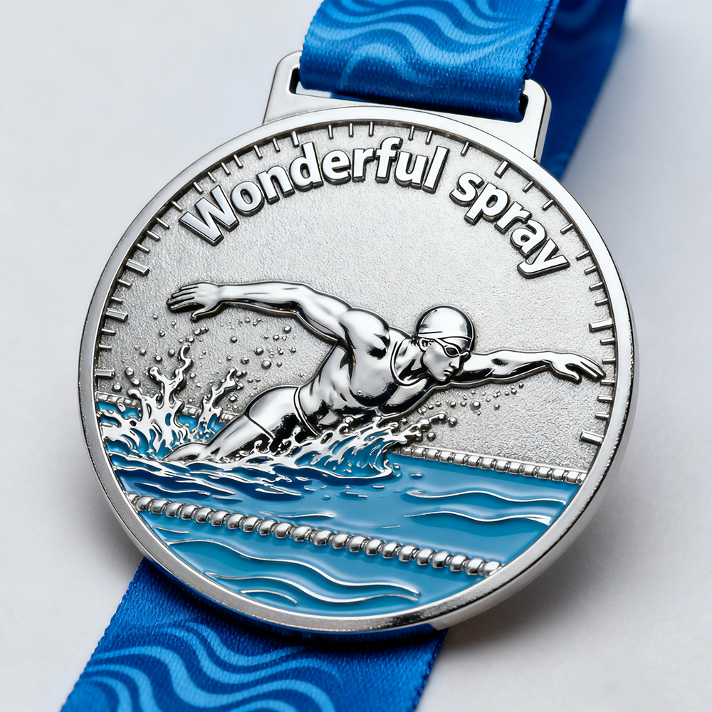 Design-Serie von vergoldeten Silber-Druckguss-Schwimmmedaillen, hochwertige Gravur, Meisterschaftsauszeichnungsmedaillen für Gewinner.