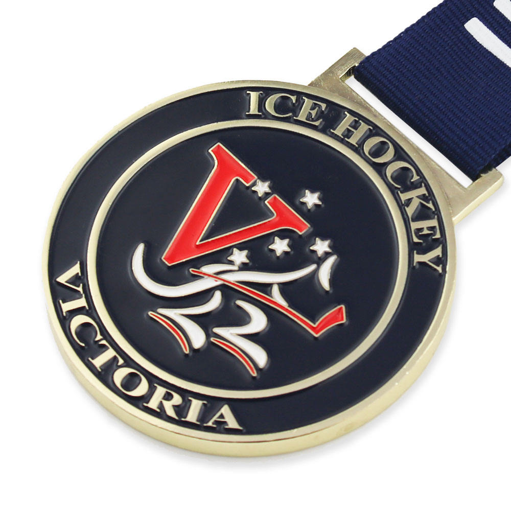 Victoria-Eishockeyturnier – Medaille aus Metall mit blauer Emaille